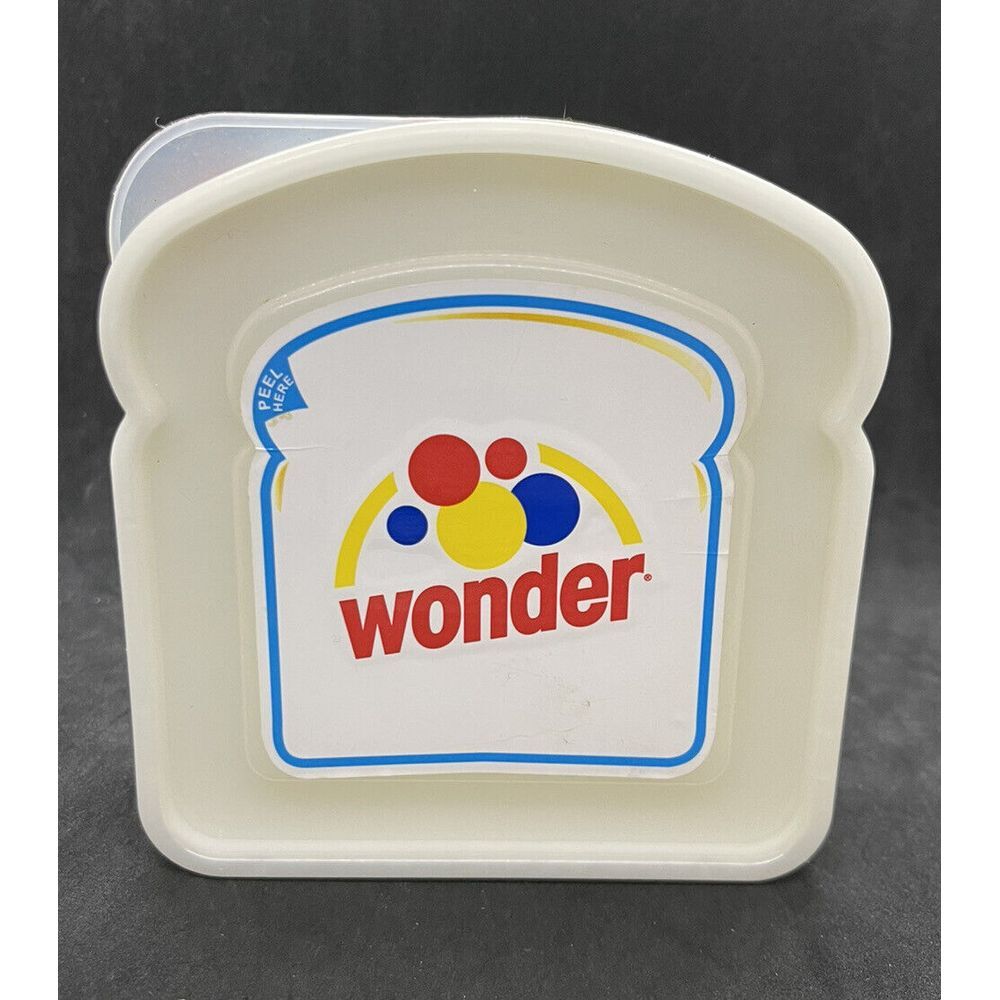 Wonder Bread Sandwich HOLDER‎ Plastic STORAGE CONTAINER CLASSIC WHITE LOGO +DOTS
